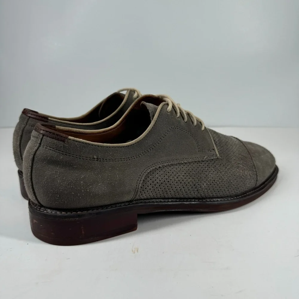 Johnston & Murphy Warner Perf Cap-Toe Men's US 10M Taupe Suede Oxford Dress Shoe